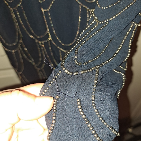 Cache Beaded Dress Wedding Mother of Bride Beaded Scallop 4 Holiday Party - Picture 4 of 5